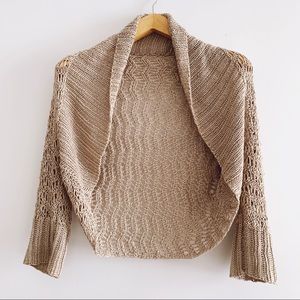 Beautiful taupe hand knit bolero style sweater